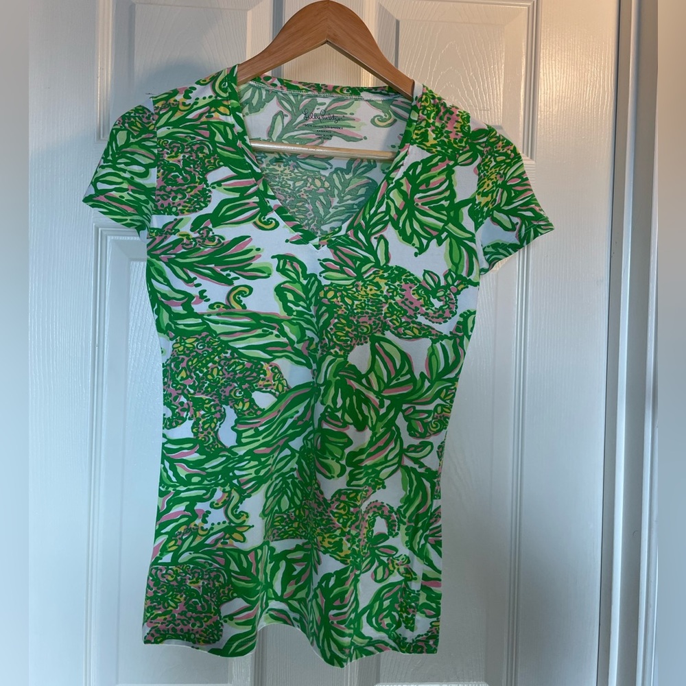 LILLY PULITZER V-neck Short-Sleeve Tee - XXS - Extra Extra Small - Picture 2 of 9